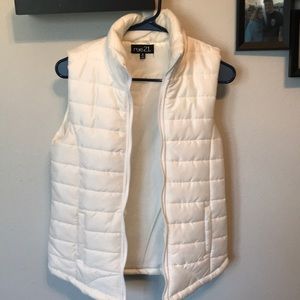 White puffer vest